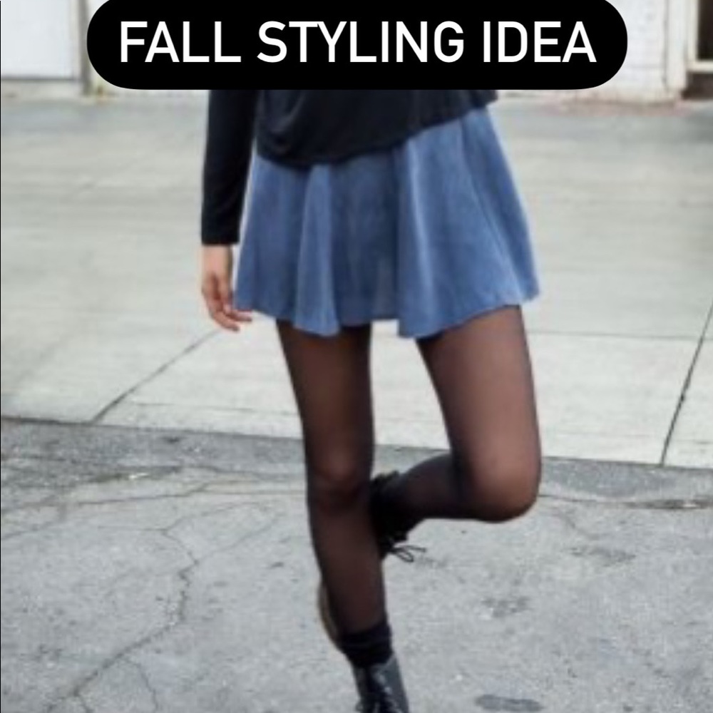 Pleated School-Girl Style Denim Mini Skirt